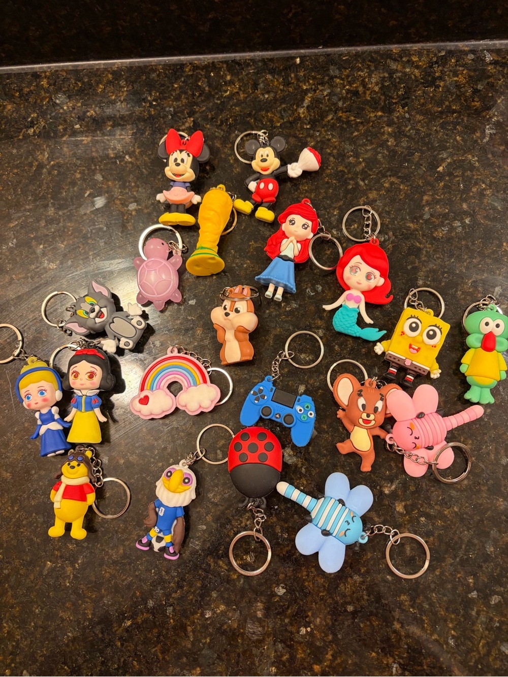 Assorted Kids Character Keychains - Colorful Cartoon Toy Set